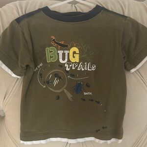 FREE IN BUNDLE Boy 2T tshirt bug trail explore ant beetle olive army green